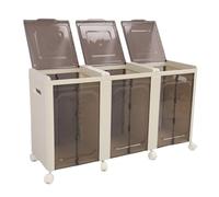 Alomejor Contenedor de Almacenamiento Apilable con Puertas Transparentes, Montaje Rápido con Ruedas para Organización del Hogar (3 niveles)