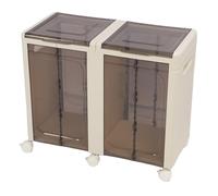 Alomejor Contenedor de Almacenamiento Apilable con Puertas Transparentes, Montaje Rápido con Ruedas para Organización del Hogar (2 capas)