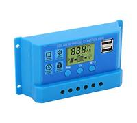 Alomejor Controlador de Carga Solar PWM con Pantalla LCD Azul para una Gestión Versátil de la Batería Uso de 12 V y 24 V (10A)
