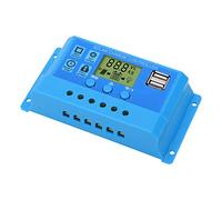 Alomejor Controlador de Carga Solar PWM Regulador Azul Ajustable para Carga Eficiente de Baterías Sistemas de 12V 24V (10A)