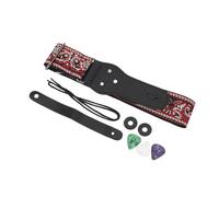 Alomejor Correa de Guitarra Estilo Vintage con Patrón Bordado, Cinturón Ancho de Longitud Ajustable para Guitarras Eléctricas Acústicas, bajo (rojo)