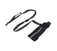 Alomejor Correa para Perro, Manos Libres, Cintura para Correr, con Bolsa con Cremallera para Llaves de Teléfono Inteligente, Bolsas de Caca, Cuerda Elástica Reflectante para Caminar, (Black)
