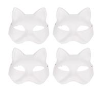 Alomejor Cubierta de Media Cara para Gato, Cubierta de Cara de Gato en Blanco Pintada a Mano para Fiesta de Disfraces, Paquete de 10