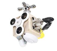 Alomejor Cubo Sensorial, Tablero Ocupado de Madera, Juguete con Cerradura de Llave, Perilla Giratoria para Grifo, Interruptor de Cerradura de Puerta, Actividad de Habilidades Motoras (White)