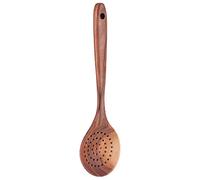 Alomejor Cuchara Ranurada de Madera de Teca para Utensilios de Cocina, Colador de Largo Pulido a Mano de 11 "para Chef Casero