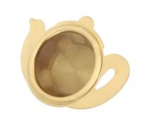Alomejor Cuenco Colador de té de Acero Inoxidable 304, Material Premium, Filtro de té de Malla Fina, Protección de Aislamiento Térmico para de Hojas Sueltas (Estilo Tetera Color Oro)