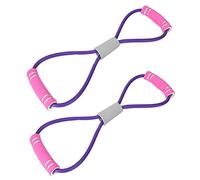 Alomejor Cuerda de Tracción en Forma de 8, 2 Bandas Elásticas de Resistencia Expansoras de Pecho para Entrenamiento Muscular, Yoga, Pilates, con Asas TPE NBR en Morado, y (Cuerda tensora de Color