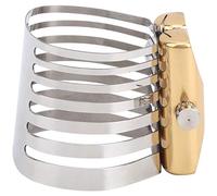 Alomejor de Ligadura de Metal para Saxofón, Diseño Tallado de Acero Inoxidable Chapado en Oro Plateado, con un Tornillo para Piezas de Accesorios de Boquilla de Saxofón (comer alto)