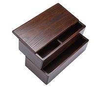 Alomejor de Madera de Doble Capa con Aislamiento Térmico para Picnic, Oficina, Escuela, Caja de Madera Natural para Sushi, 7,1 * 3,5 * 3,9 Pulgadas