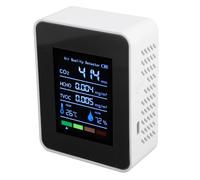 Alomejor Detector de Temperatura y Humedad HCHO TVOC CO2, Respuesta Rápida, Probador de Calidad del Aire, Monitor para Fiesta de Camping, Cable USB Incluido (WHITE)