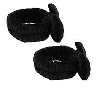 Alomejor Diadema de Maquillaje Cordón Negro Ajustable Suave con Lazo para la Ducha Diademas para el Cuidado de la Piel Diadema para Lavado de Cara Lana de Imitación para Miembros de la Familia