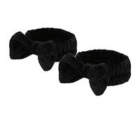 Alomejor Diadema de Maquillaje Cordón Negro Ajustable Suave con Lazo para la Ducha Diademas para el Cuidado de la Piel Diadema para Lavado de Cara Lana de Imitación para Miembros de la Familia