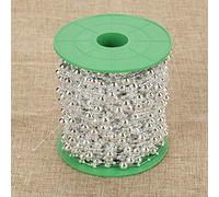 Alomejor DIY 3mm + 8mm Galvanoplastia Perla Alambre Cuentas Guirnalda Cadena Decoración del Día de Navidad 60m (Silver)