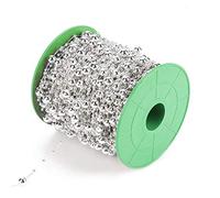 Alomejor DIY 3mm + 8mm Galvanoplastia Perla Alambre Cuentas Guirnalda Cadena Decoración del Día de Navidad 60m (Silver)