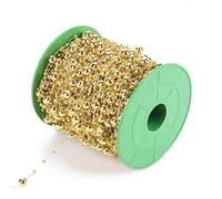 Alomejor DIY 3mm + 8mm Galvanoplastia Perla Alambre Cuentas Guirnalda Cadena Decoración del Día de Navidad 60m (Gold)