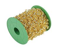 Alomejor DIY 3mm + 8mm Galvanoplastia Perla Alambre Cuentas Guirnalda Cadena Decoración del Día de Navidad 60m (Gold)