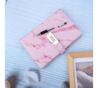 Alomejor Elegante Cuaderno A5 con Bloqueo de Contraseña de 3 Dígitos para un Mantenimiento Cómodo de Registros, Adecuado para Viajes, Cubierta de Cuero PU en Verde (Libro de códigos de mármol rosa)