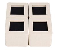Alomejor Elevadores de Muebles de Plástico Simulado de Cerámica, 4 Uds., para Cama, sofá, Mesa, Escritorio, Negro, Beige, 4,13x4,13x3,34 Pulgadas