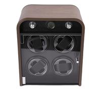 Alomejor Enrollador de Reloj, Caja de Almacenamiento de Exhibición de Enrollador de Reloj Automático Silencioso de 4 Modos con Sensor de Humedad y Temperatura de Luz LED, para Relojes