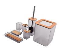 Alomejor Equipo Determinado de bambú 7Pcs del Cuarto de Baño para el Hotel Casero, Accesorios Amistosos de Eco para el Cuarto de Baño (Grey)