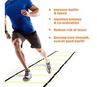 Alomejor Escalera de Agilidad, Material PP, 12 Peldaños Ajustables, Escalera de Entrenamiento de Velocidad de 6 M para Fútbol y Baloncesto