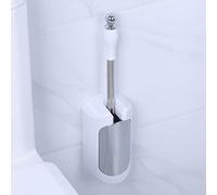 Alomejor Escobilla de Baño de Largo de Acero Inoxidable con Soporte para Limpieza del Baño del Hotel en Casa Juego de Oro Rosa (Blanco Puro)