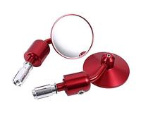 Alomejor Espejo de Círculo de Motocicletas de, Espejo Retrovisor Ajustable para una Mejor Vista, Instalación Simple, Carcasa Duradera, Adecuada para Scooters Adecuados (Rojo)