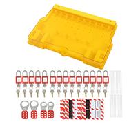 Alomejor Estación de Bloqueo y Etiquetado Kit Visual Duradero para Suministros de Seguridad de Fábrica 14 Candados 28 Llaves 40 Etiquetas Colgantes