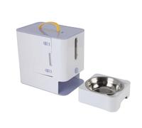 Alomejor Estación Multifuncional del Contenedor de Almacenamiento de Gatos, Alimento para Mascotas con Caparazón de Alimentos, Gran Capacidad, Materiales Duraderos (Azul Claro)