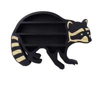 Alomejor Estante de Exhibición de Cristal, Diseño de Mapache de 3 Niveles para Mesa de Oficina de Dormitorio de Piedra, Estante de Exhibición de Piedra de Madera de 13,8 Pulgadas de Largo y 9,1