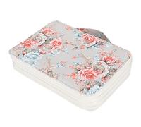 Alomejor Estuche para Lápices con Cremallera de 4 Capas con Estampado de Rosas de 200 Ranuras para Estudiantes de Arte, Bolsillo de Almacenamiento de Papelería de Material de Tela Ligera, 8,1 X 11 X
