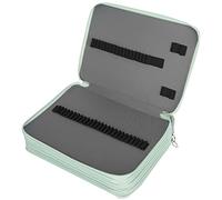 Alomejor Estuche para Lápices con Cremallera de 4 Capas con Estampado de Rosas de 200 Ranuras para Estudiantes de Arte, Bolsillo de Almacenamiento de Papelería de Material de Tela Ligera, 8,1 X 11 X