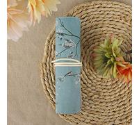 Alomejor Estuche para Lápices de Gran Capacidad de Estilo Retro Chino, Bolsa de Almacenamiento de Antigüedades de Lino Exquisita para Estudiantes y Artistas, Grúa Bailando (Flor Llanura)