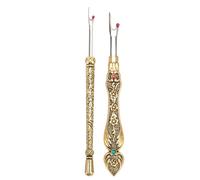 Alomejor Exquisito Kit de Removedor de Hilo Retro, Herramienta de Puntada Manual de Extracción Segura y Rápida para Costura, 2 Piezas de Removedor de Costura Vintage con Cinta de Posición de (GOLD)