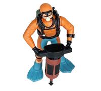 Alomejor Figura de Buzo de 4 Piezas, Poses Realistas con Equipo de Buceo para Decoración de Acuario, Juguete de Exploración Oceánica, Adorno de Pecera, Diorama (Martillo de Pila Naranja