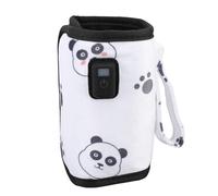 Alomejor Funda Calentadora de Biberones con Forma de Panda, Calentador de Leche Ajustable con USB, para Senderismo, Control de Temperatura de 21 Niveles, Tela de Felpa