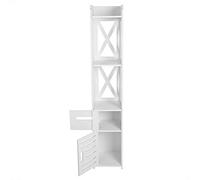 Alomejor Gabinete de Baño Elegante Blanco, Estante de Almacenamiento para Muebles de Decoración del Hogar, 2 Gabinetes de Baño de Madera Blanca