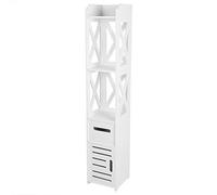 Alomejor Gabinete de Baño Elegante Blanco, Estante de Almacenamiento para Muebles de Decoración del Hogar, 2 Gabinetes de Baño de Madera Blanca