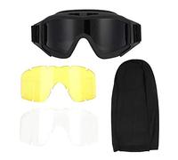 Alomejor - Gafas tácticas de protección antiniebla antiniebla con 3 lentes de espectáculo de protección para ciclismo, conducción paintball táctico Airsoft Ski(negro)