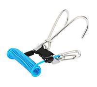 Alomejor Gancho de Arrecife para Buceo, Gancho Doble de Arrecife de Acero Inoxidable con Cordón de Bobina en Espiral, Accesorios de Seguridad para Buceo(Azul)