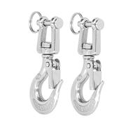 Alomejor Gancho de Cadena de Horquilla de Acero Inoxidable 304, Accesorio de Elevación Fuerte y Confiable con Pestillo, Ideal para Grúas y Maquinaria, 2 Unidades (5/16（650kg）)