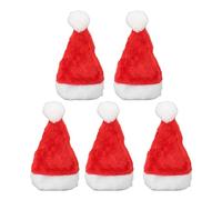 Alomejor Gorro de Navidad para Perro, Juego de 5 Gorros de Papá Noel de Felpa Rojo con Banda Elástica para Perros, Gatos, Fiestas Navideñas y Disfraces Fotográficos