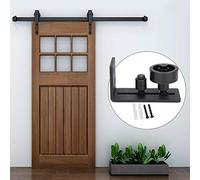 Alomejor Guía de Piso de Puerta de Granero de Acero Al Carbono Ajustable, Deslizamiento Suave para Puertas de 3 Pulgadas de Espesor, Material Negro (Ruedas dobles ordinarias negras.)
