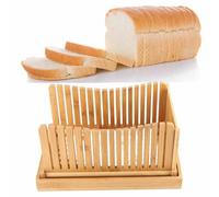 Alomejor Guía de Rebanador de Pan, Cortador de Pan Plegable con Bandeja para Migas para Panecillos de Pastel Caseros, Ancho Ajustable, Diseño Compacto