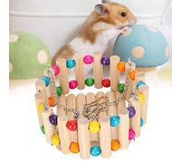 Alomejor Hamaca con Cuentas Coloridas para Masticar Mascotas, Juguete Colgante de Hámster Transpirable para Chinchillas, Conejos, Material de Madera Duradero, 5,5 X 10,6 Pulgadas