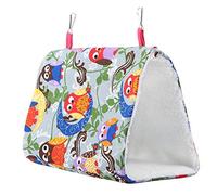 Alomejor Hamaca Suave para Pájaros para Mascotas, Cama Colgante para Tienda de Campaña para Loros, Cálida y Cómoda, Adecuada para Cachorros Pequeños, Lona y Terciopelo de Cordero (búho Luna)
