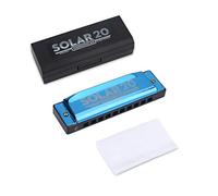 Alomejor Harmonica Professional Blues Harmonica Set 10 Hole 20 Tone Key of C with Case Cleaning Cloth(Azul)