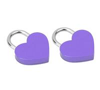 Alomejor Heart Lock Candado Exquisito Colorido para Joyero, Juego de 2 Cerraduras con Llave para Suministros de Manualidades del Hogar, 1,2 X 1,5 Pulgadas, para Diario y Equipaje Pequeño (PURPLE)