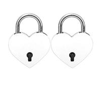 Alomejor Heart Lock Candado Exquisito Colorido para Joyero, Juego de 2 Cerraduras con Llave para Suministros de Manualidades del Hogar, 1,2 X 1,5 Pulgadas, para Diario y Equipaje Pequeño (WHITE)