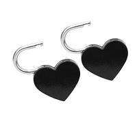 Alomejor Heart Lock Candado Exquisito Colorido para Joyero, Juego de 2 Cerraduras con Llave para Suministros de Manualidades del Hogar, 1,2 X 1,5 Pulgadas, para Diario y Equipaje Pequeño (BLACK)